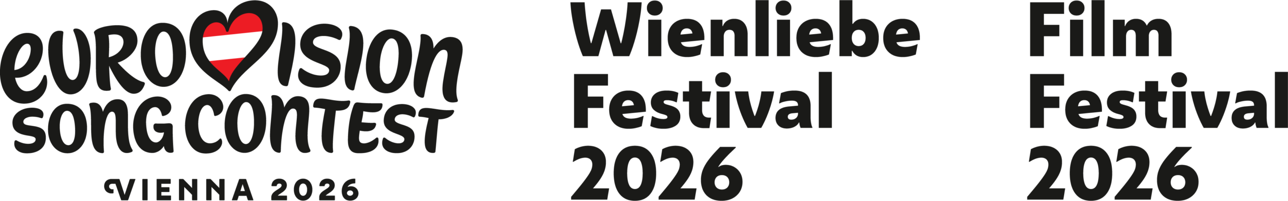 Logos 2026: Eurovision Songcontest, Wienliebe Festival, Film Festival